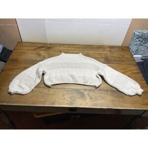 Milio-Milano Cable Knit Crop Sweater Open Knit Boho M/L Wool Blend